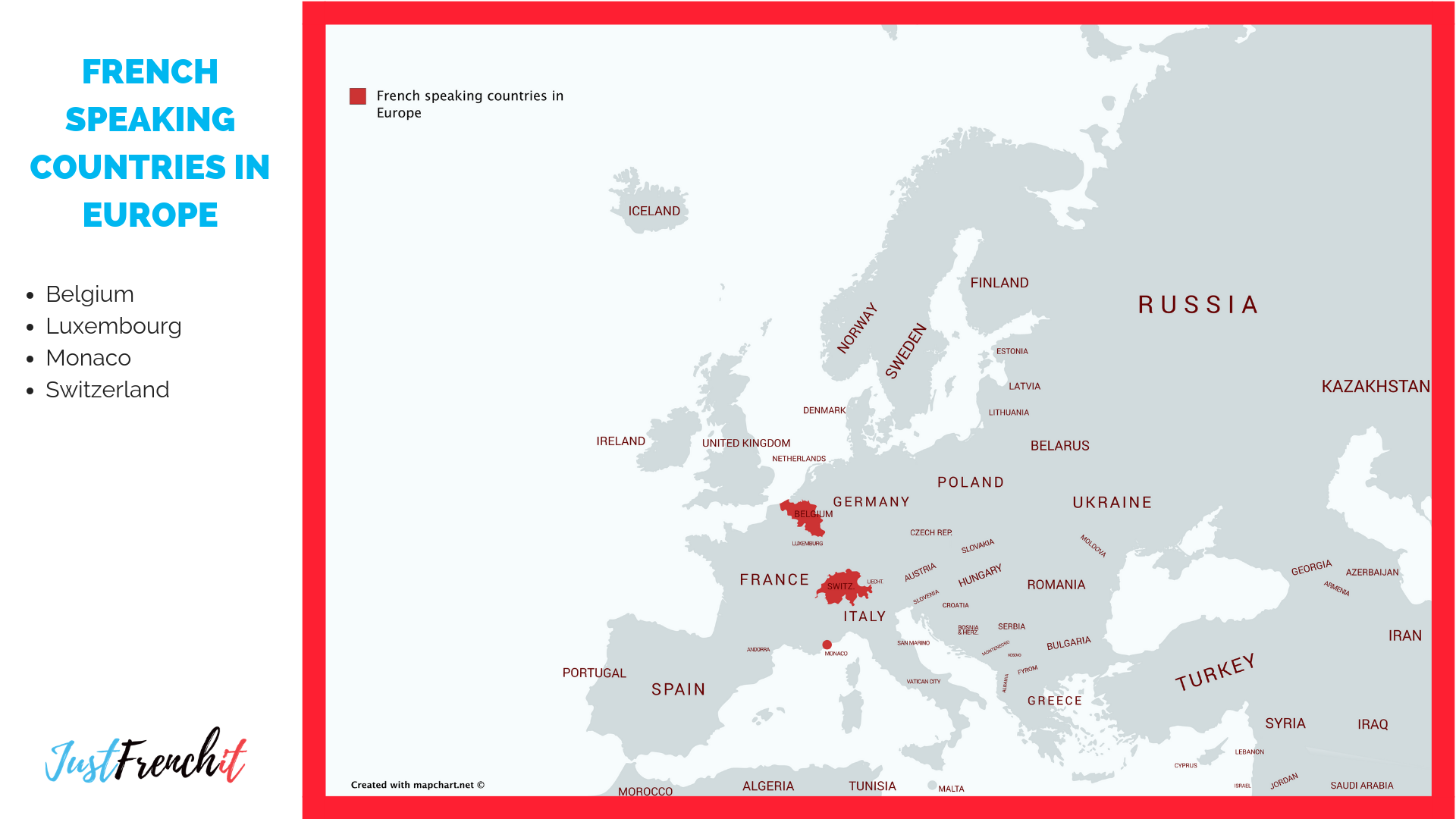 French Speaking Countries Map Labeled